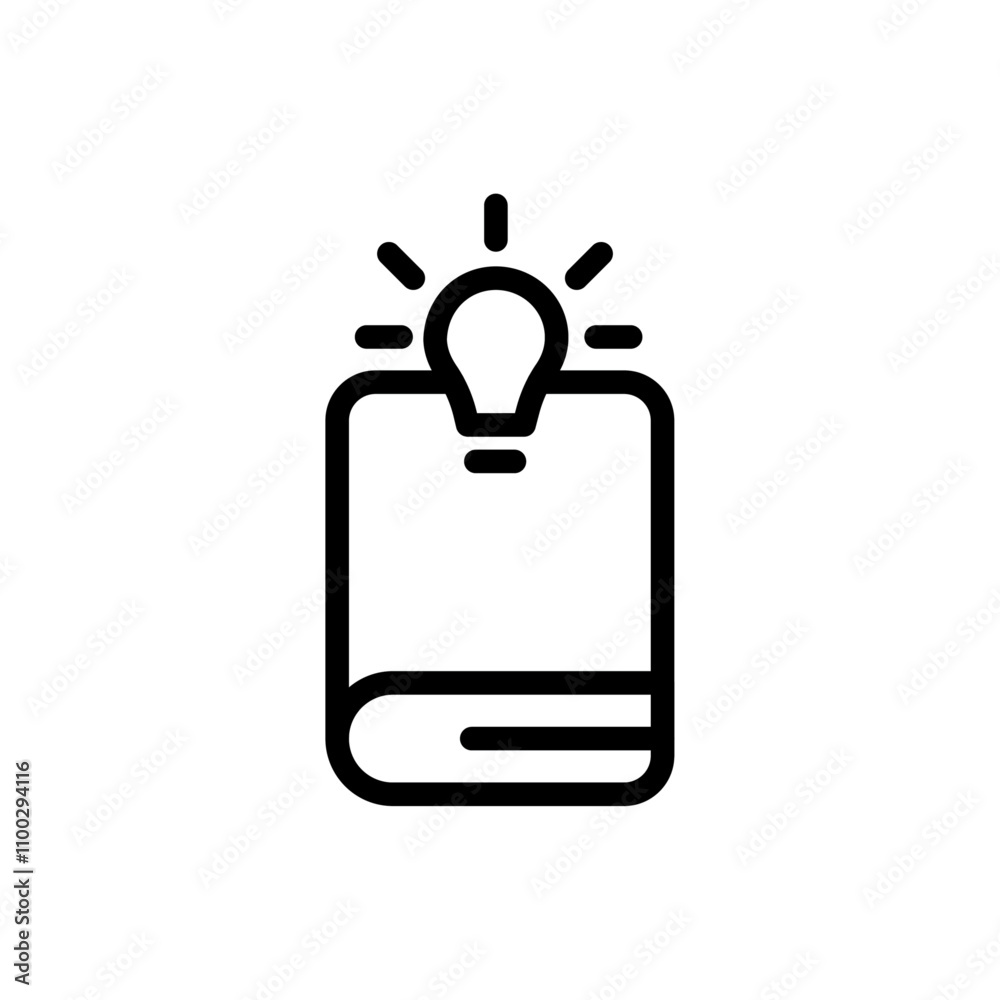 Poster book with bulb icon outline vector for web ui