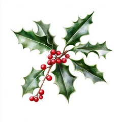 Fototapeta premium holly leaves berries christmas winter spirit cheer and festive ambiance.