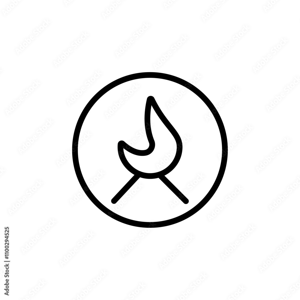Poster campfire icon outline vector for web ui