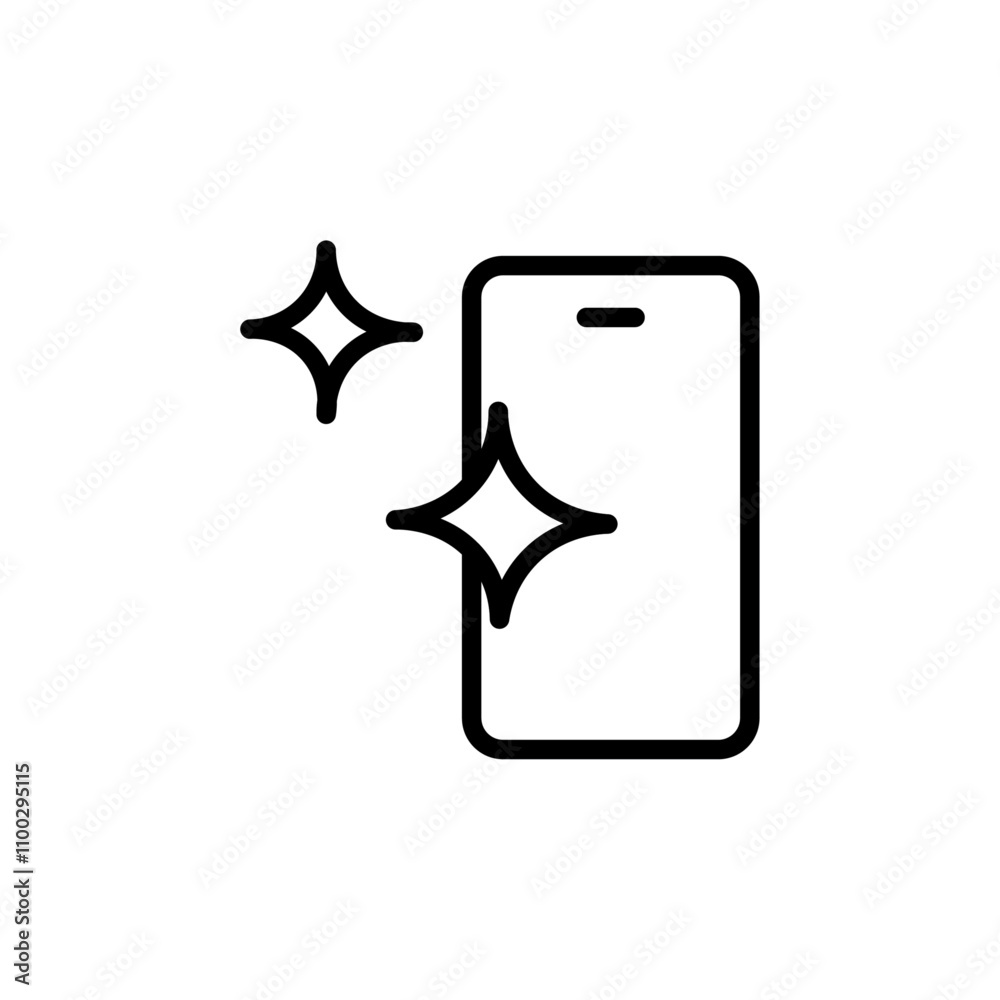 Poster clean phone glass icon Outline vector for web ui