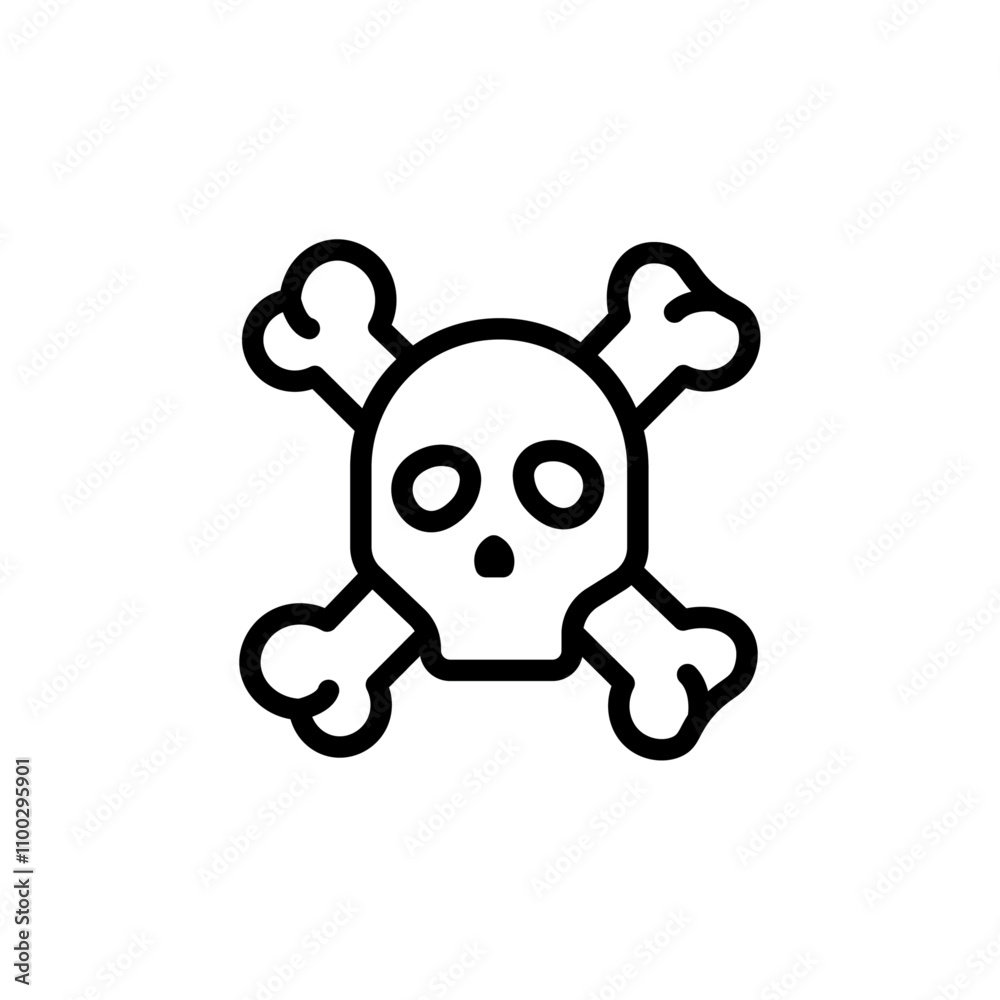 Poster Crossbones skull icon Outline vector for web ui
