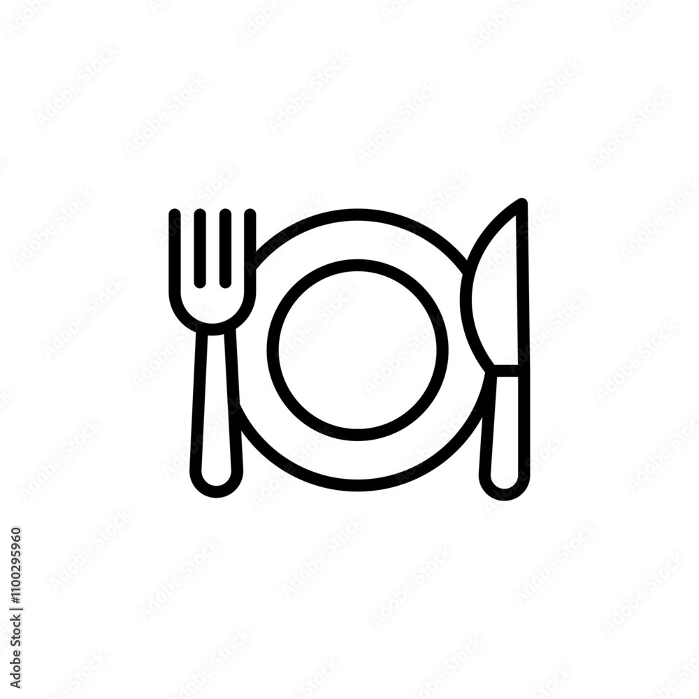 Poster Cutlery icon Outline vector for web ui
