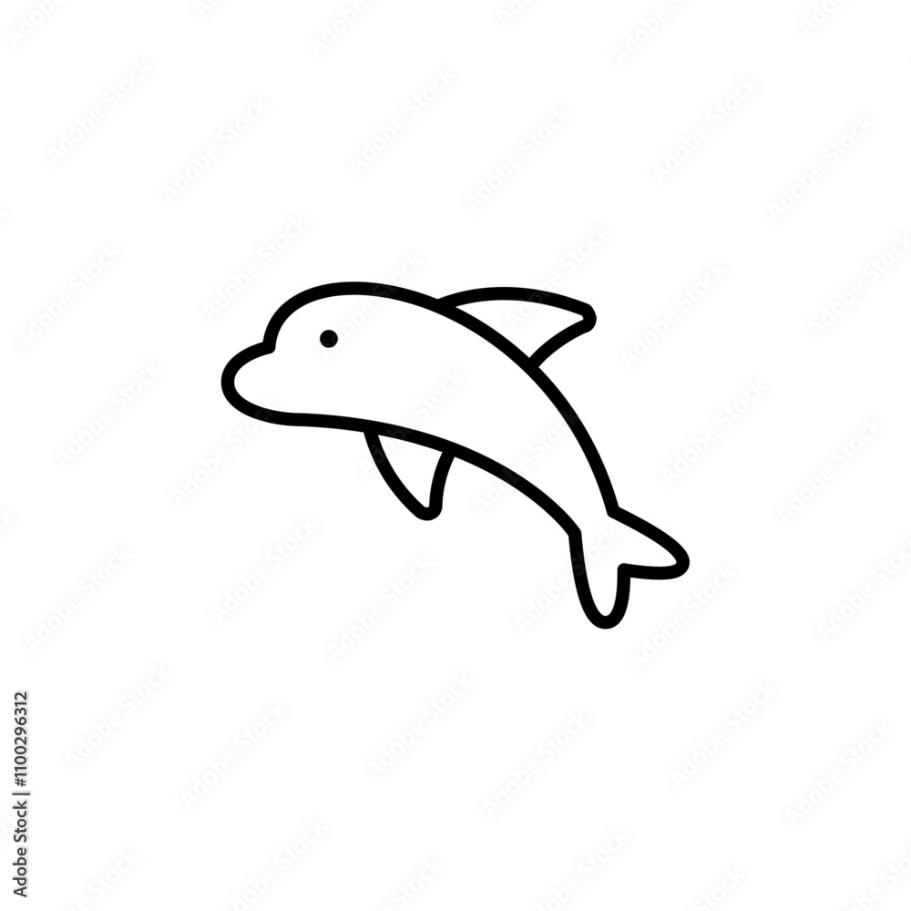 Poster Dolphin icon Outline vector for web ui