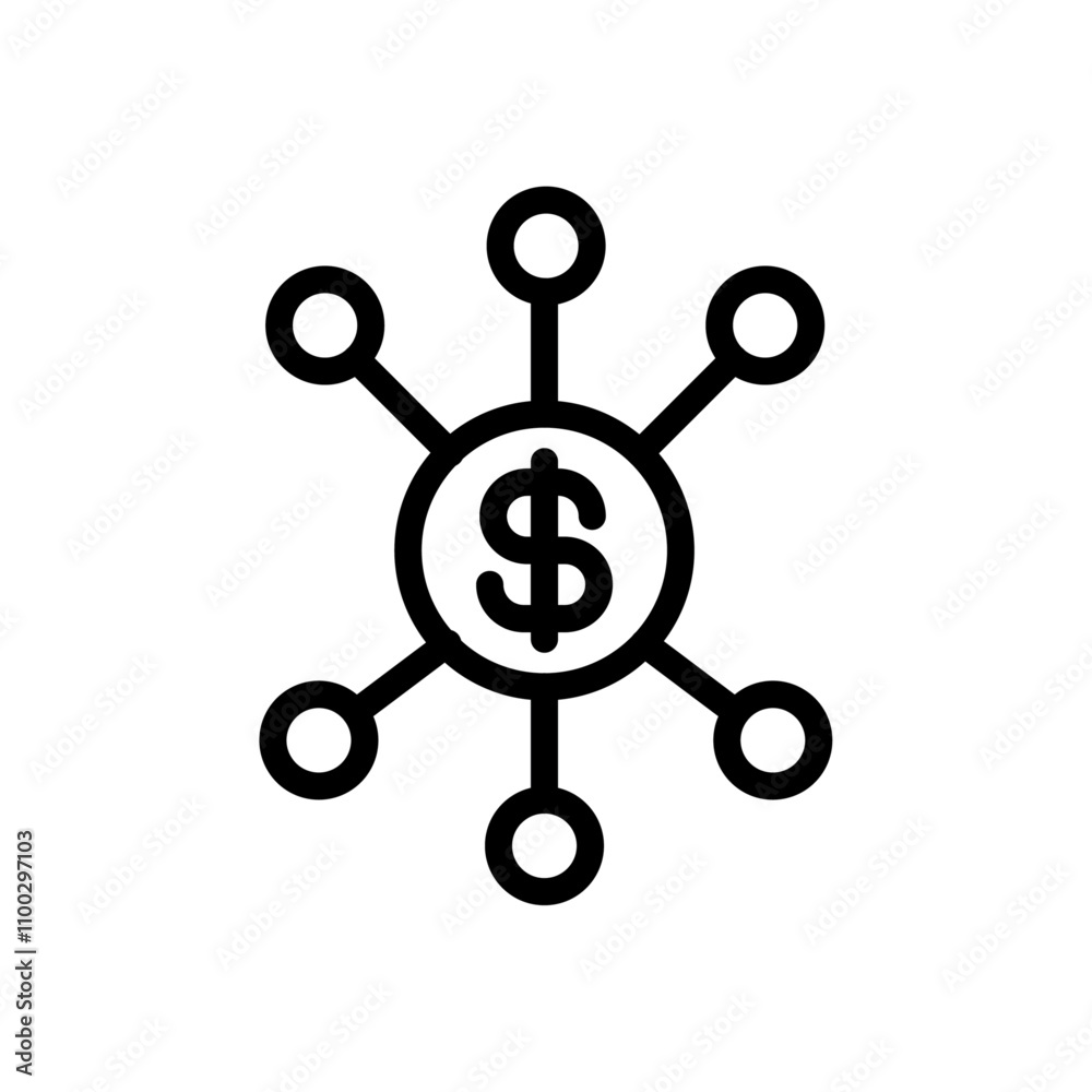 Aufkleber Financial Scheme icon Outline vector for web ui