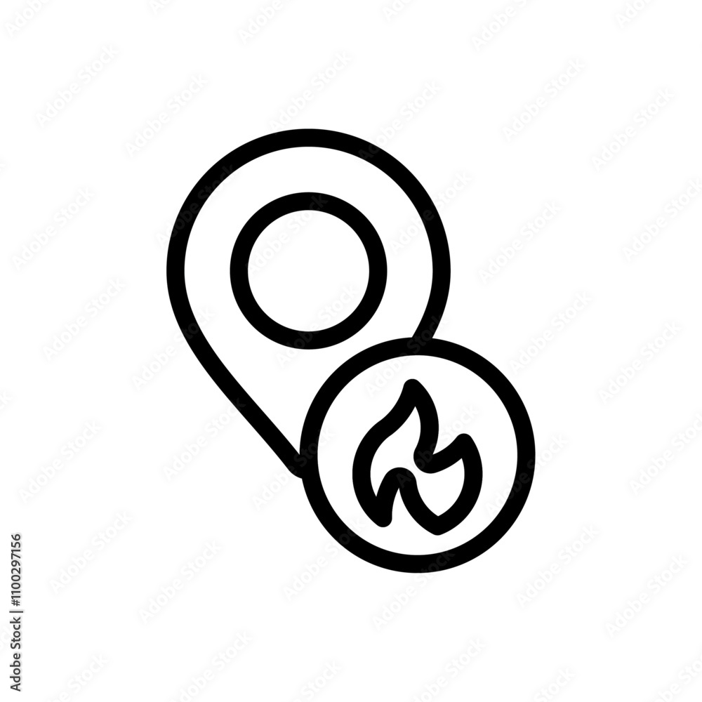 Aufkleber fire location icon Outline vector for web ui