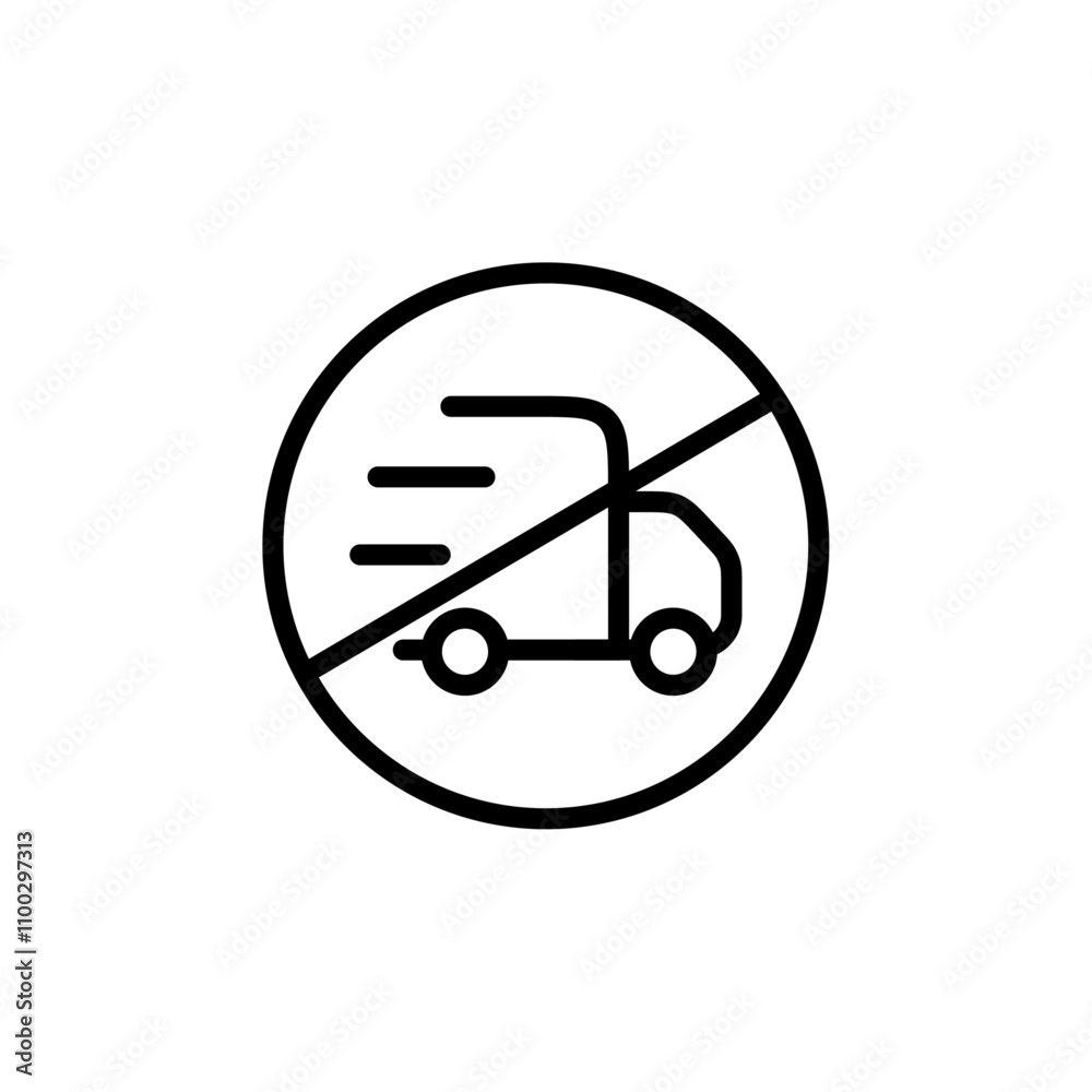 Poster forbidden fast truck icon Outline vector for web ui