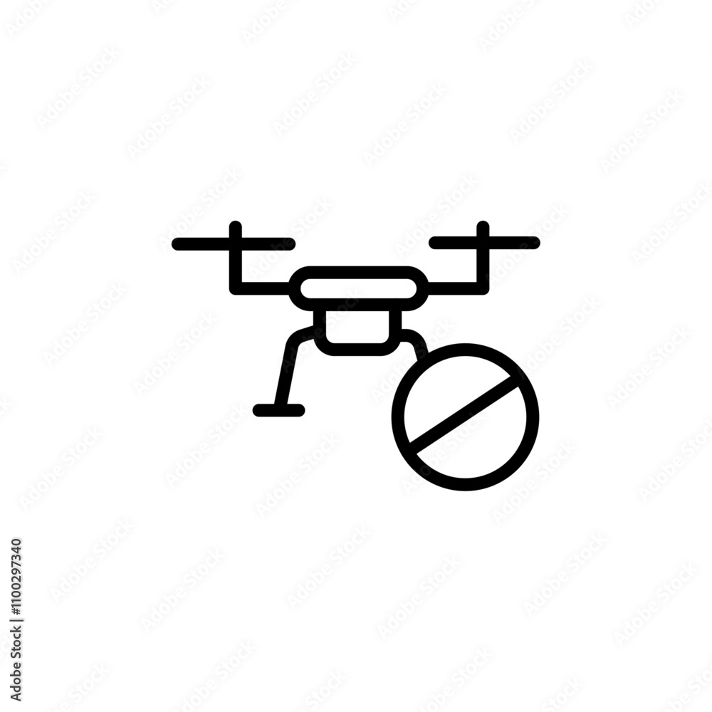 Aufkleber Forbidden Copter icon Outline vector for web ui