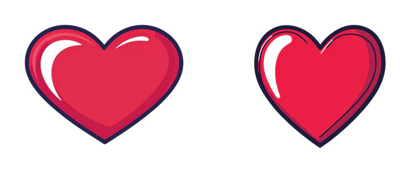 Two vibrant hearts symbolizing love and affection in a playful design. transparent background.