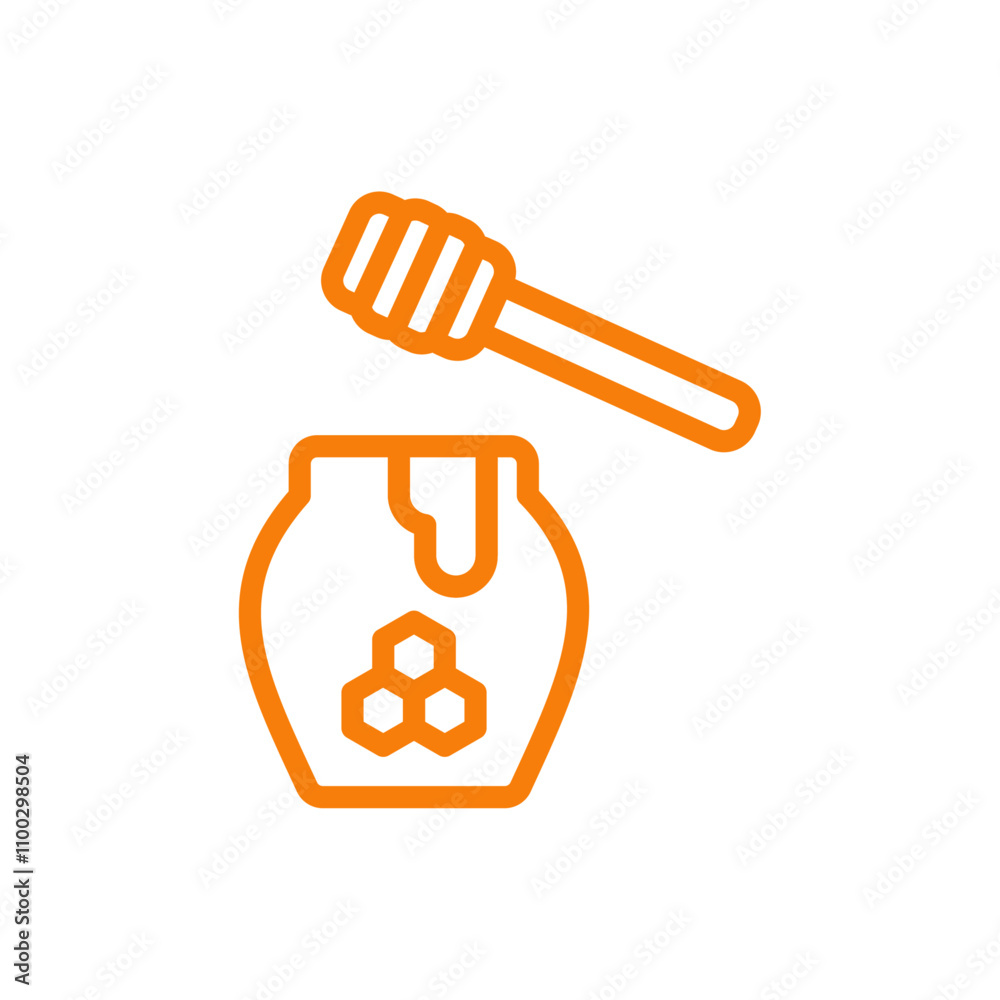 Aufkleber Honey jar with dipper icon Outline vector for web ui
