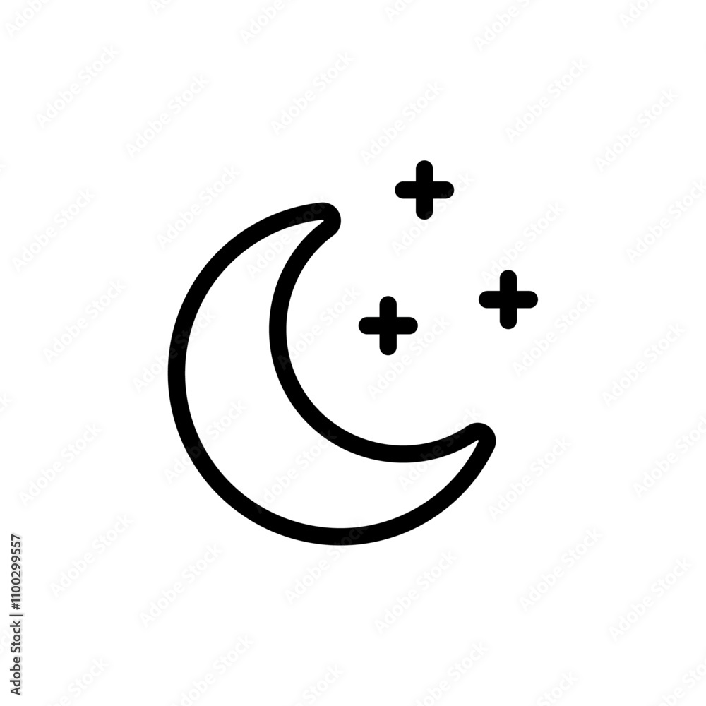 Aufkleber Moon and stars icon Outline vector for web ui