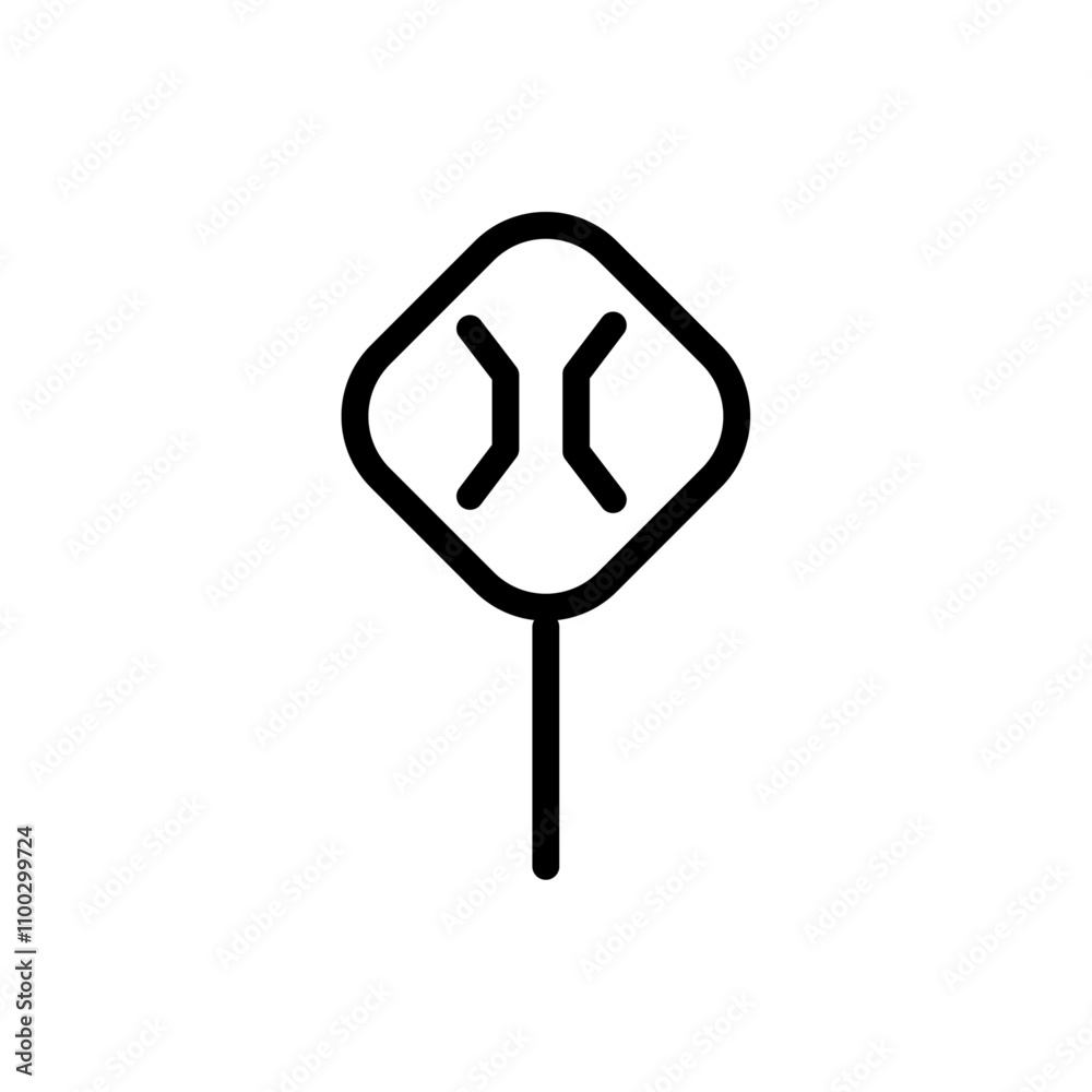 Aufkleber Narrow bridge ahead icon Outline vector for web ui