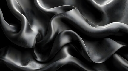 Fototapeta premium Abstract Black 3D Illustration of Wavy Surface