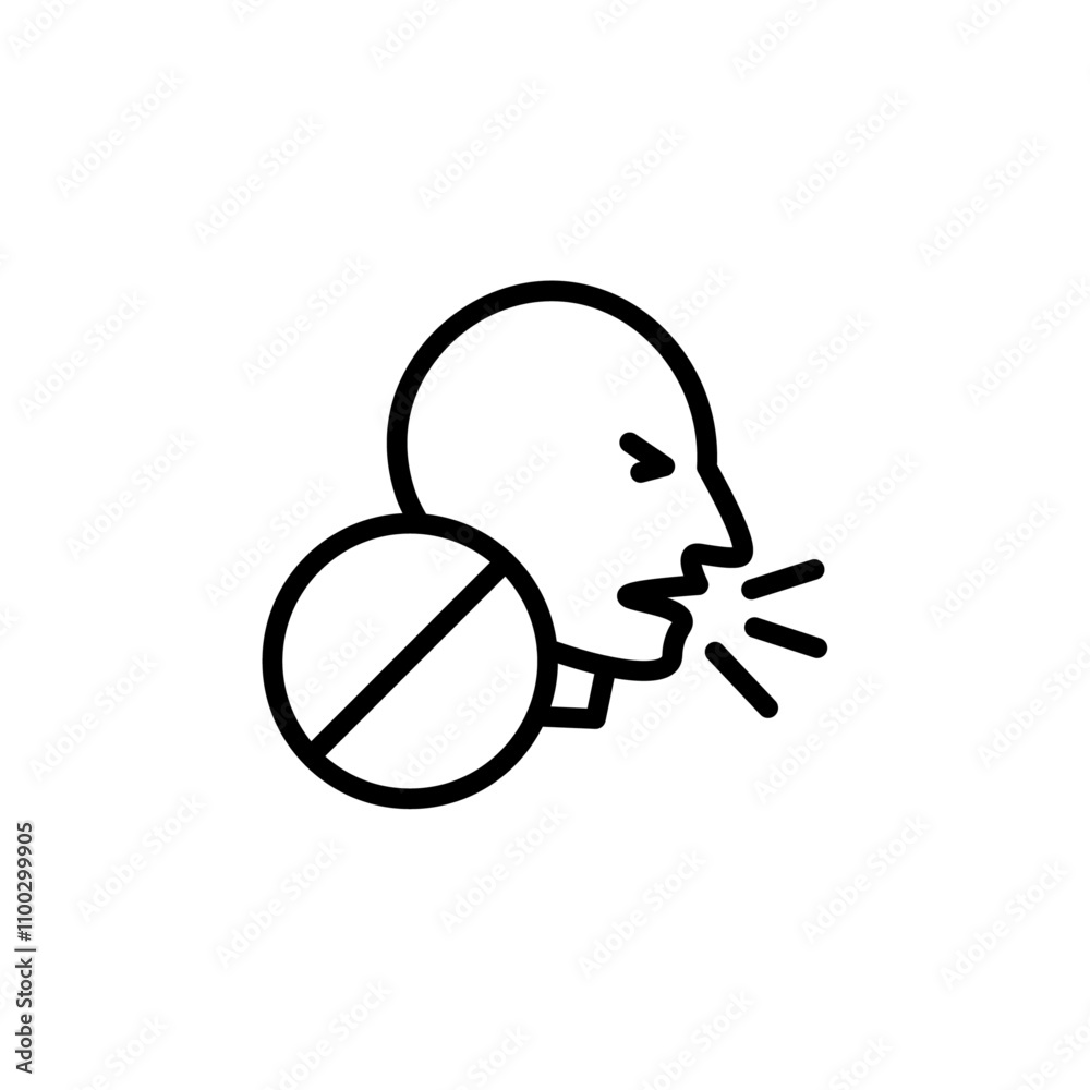 Poster No Cough icon Outline vector for web ui