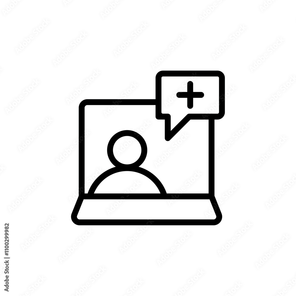 Poster online medical consultation icon outline vector for web ui