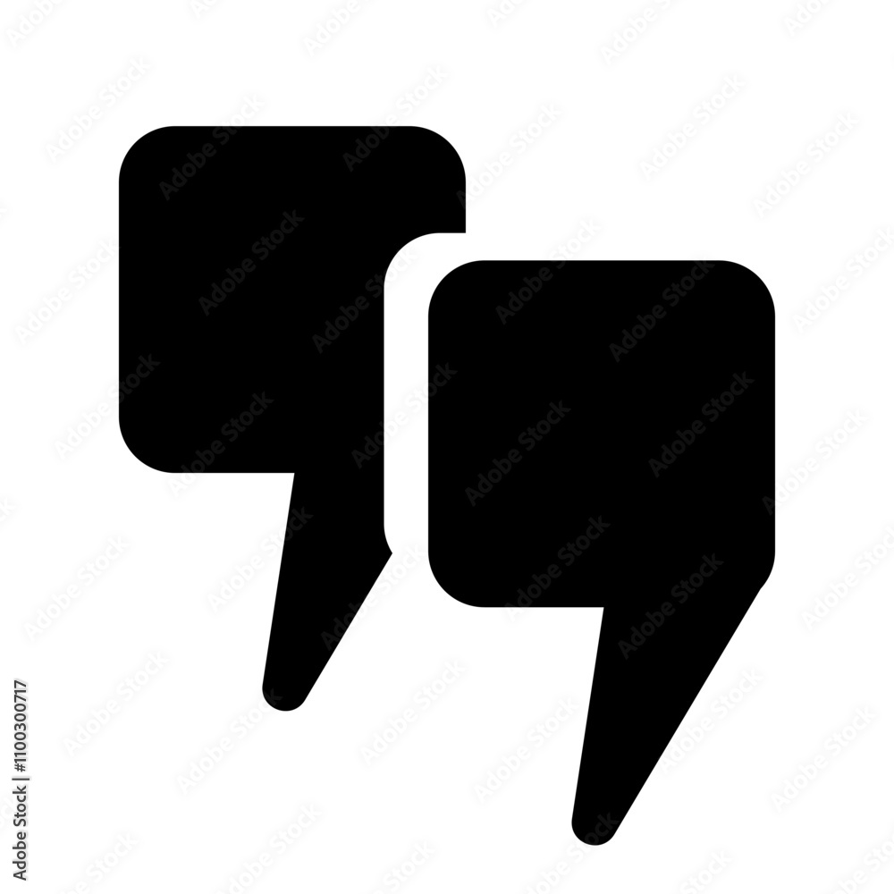 Fototapete quotation marks, a set of isolated black vector icons in the form of square-shaped quotation marks o