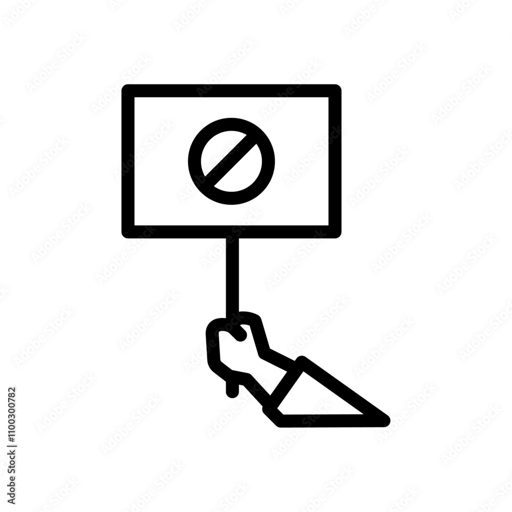Poster Protest banner in hand icon Outline vector for web ui