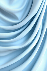 Fototapeta premium Soft blue fabric draped elegantly, showcasing smooth waves and gentle folds. light texture creates serene and calming atmosphere, perfect for various design applications
