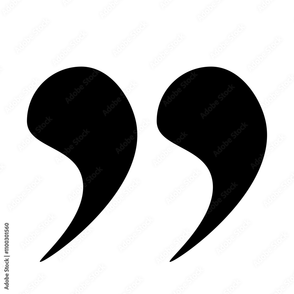 Fototapete quotation marks, a set of isolated black vector icons in the form of quotation marks on a white back