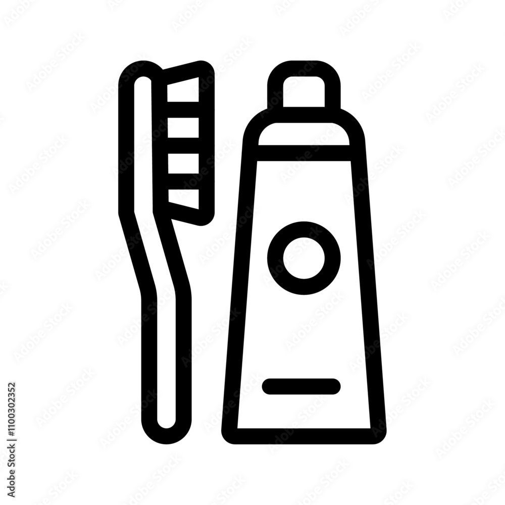 Poster tooth brush icon outline vector for web ui