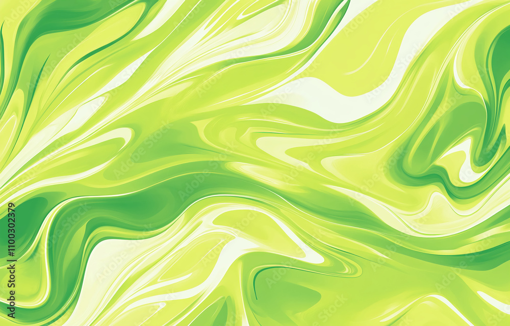 Poster Vibrant green marbled texture with swirling patterns in a smooth composition perfect for design projects