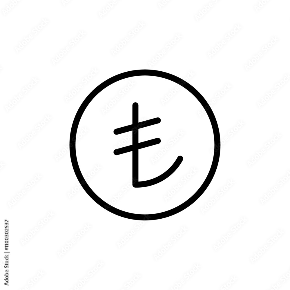 Poster turkish lira icon outline vector for web ui