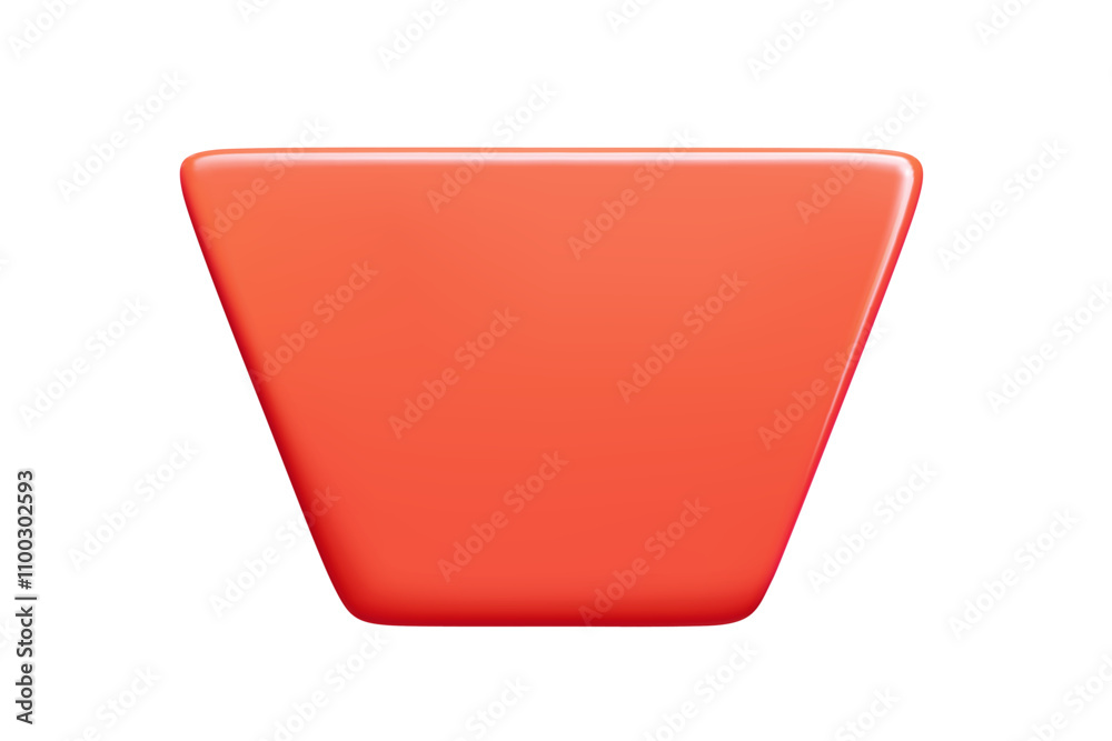 Poster shiny red trapezoid with polished surface. sleek 3d vector banner features smooth gradient edges and