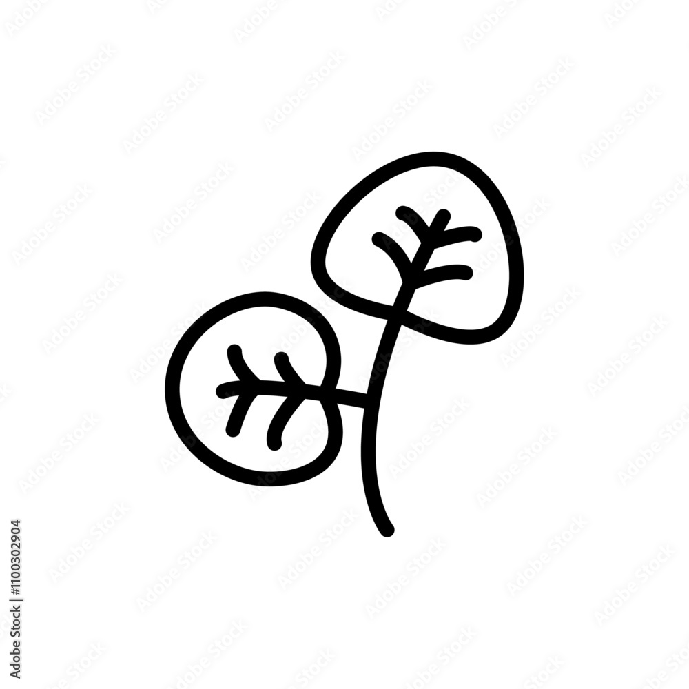 Poster watercress vegetable icon outline vector for web ui