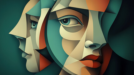 A skilled and adaptable shape-shifter, assuming different forms to suit various situations. - generative ai. Cubism. Illustration