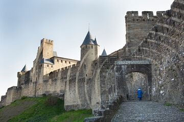 Paisaje de la ciudadela de Carcassonne, Francia.