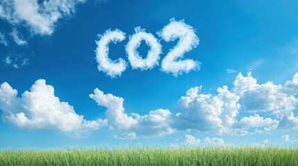 Obraz premium Clear Sky with CO2 Symbol, environmental awareness.