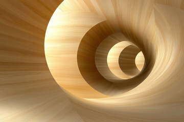 Fototapeta premium mesmerizing spiral of light wood creates calming visual effect, evoking sense of tranquility and peace. smooth curves and soft tones enhance serene atmosphere
