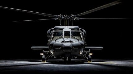 Obraz premium Tactical Military Helicopter Front View