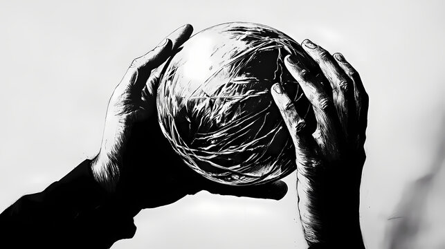 Sfera disegnata a mano libera in chiaroscuro. Chiaroscuro. Illustration