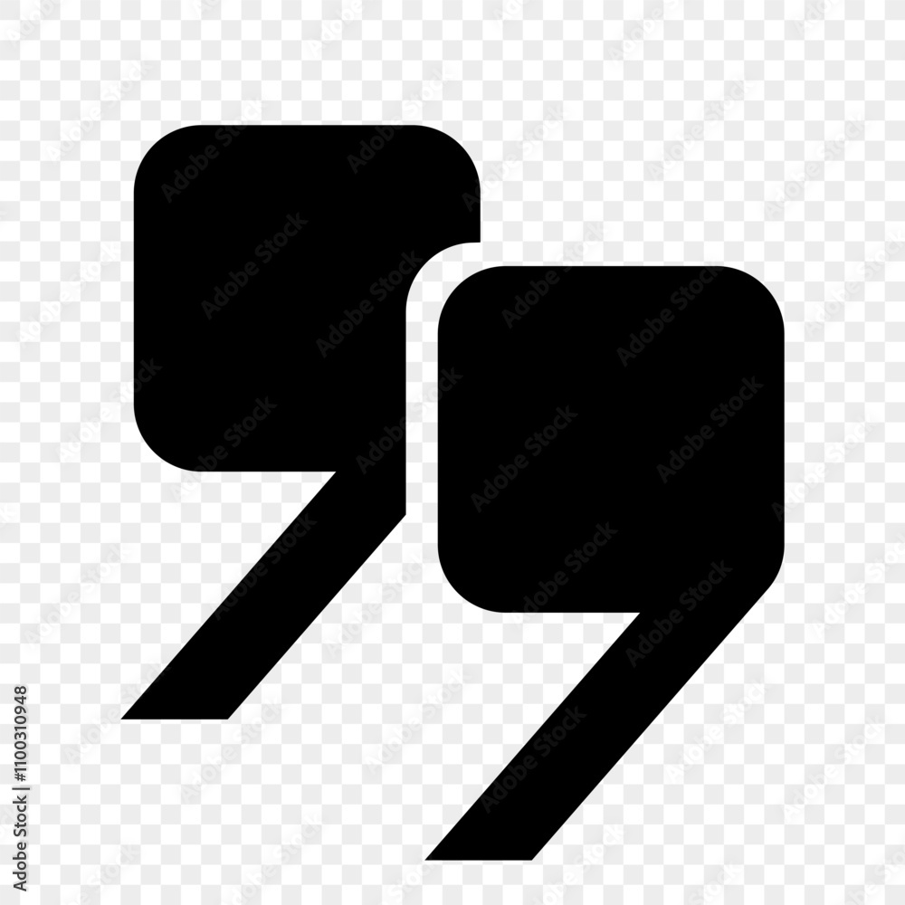 Fototapete quotation marks, a set of isolated black vector icons in the form of square-shaped quotation marks o