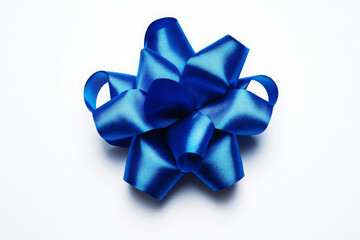 blue gift bow isolated on white background for design