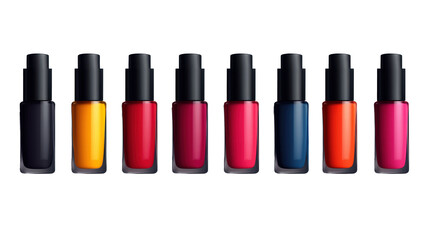 Obraz premium Colorful Nail Polish Bottles on Transparent Background
