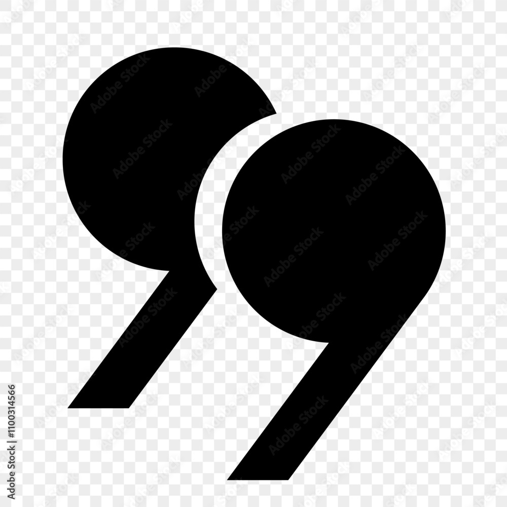 Fototapete quotation marks, a set of isolated black vector icons in the form of circular quotation marks on a t