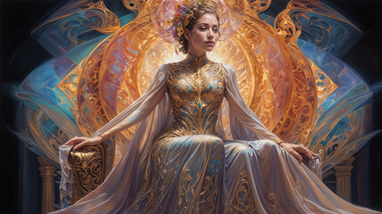 Fototapeta premium Futuristic Elegance: A Stunning Portrait of a Woman in Art.