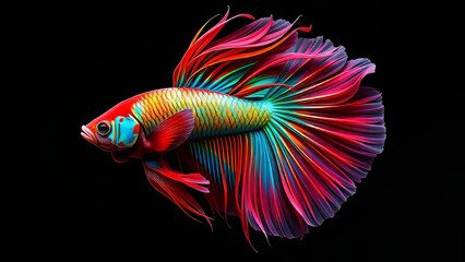 Fototapeta premium Betta fish double exposure, blending two worlds.