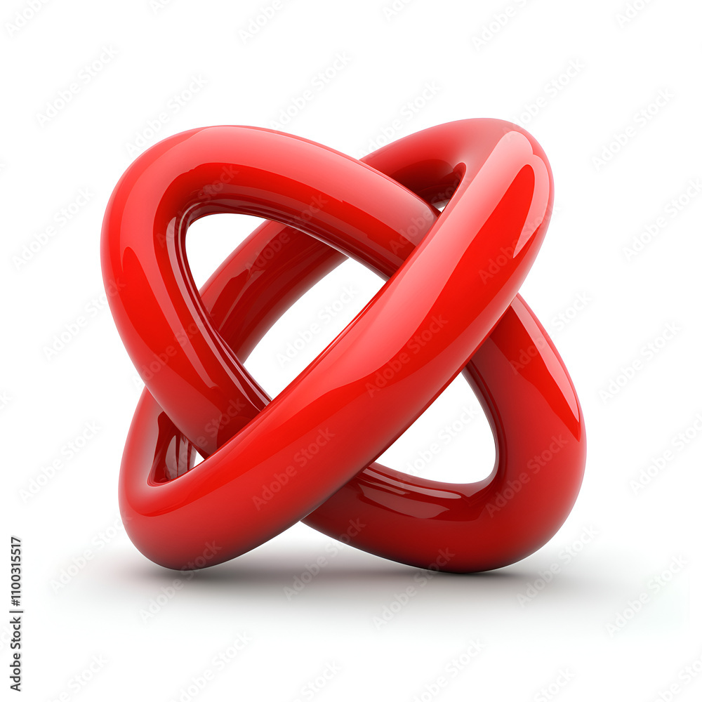 Poster colorful red abstract sculpture displays dynamic curves and interconnected shapes in a modern art st