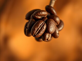 Fototapeta premium Delicate bokeh of coffee beans, softly outlined.