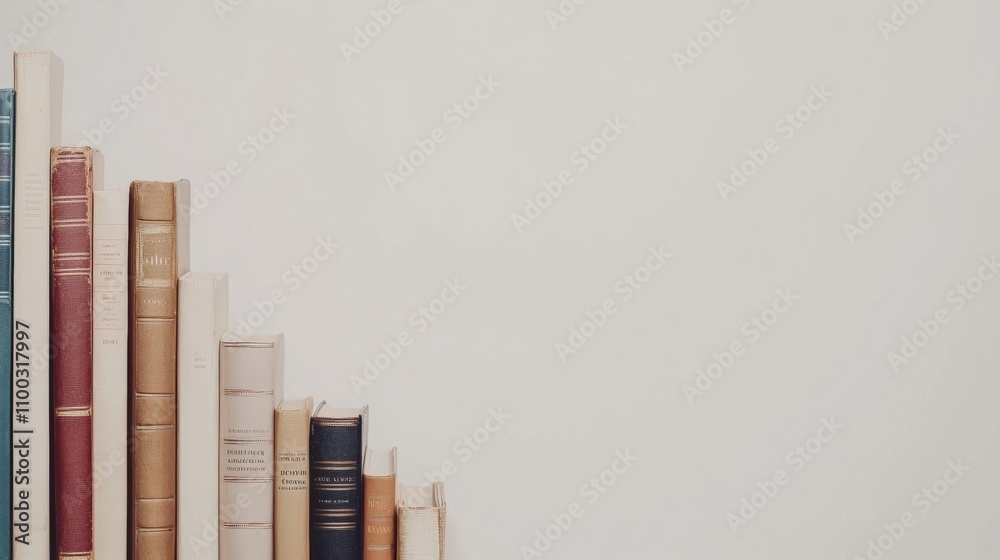 Aufkleber various books showcasing different genres and designs are beautifully arranged on a clean white back