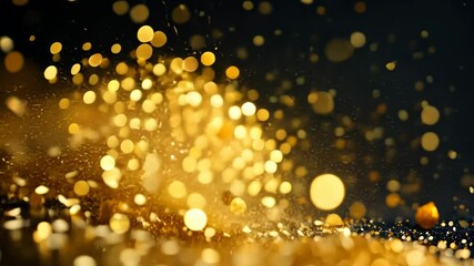 raining gold confetti isolated on black, party background concept with copy space for award ceremony, New Year's Eve and jubilee 4K Video - Powered by Adobe