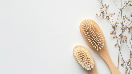 Environmental consciousness and natural oral care products. Sustainable and eco-friendly wooden hair brush. Nature, sustainability, and personal hygiene with a focus on eco-friendly choices