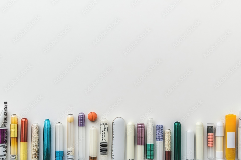 Poster an assortment of different writing tools is neatly organized on a bright white background, showcasin