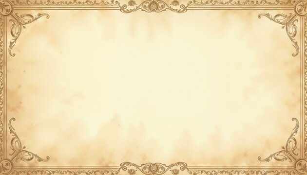 Vintage decorative beige background with ornate brown vignettes  