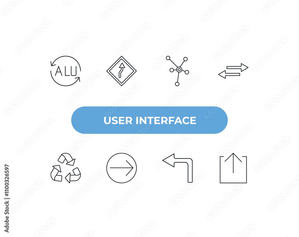 Poster fully editable outline icon collection from user interface concept. thin line icons set such as alu,
