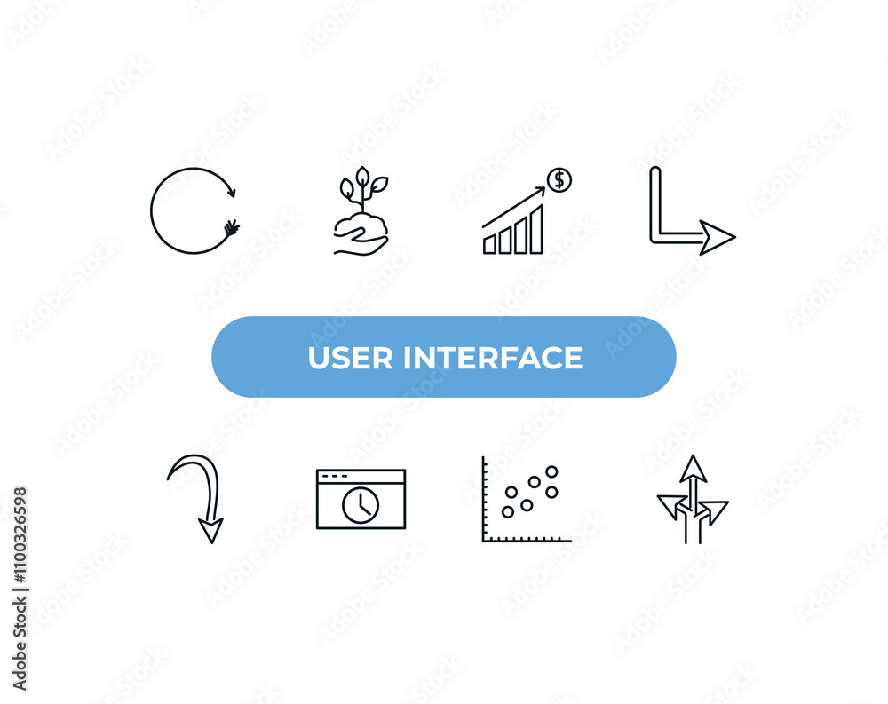 Poster fully editable outline icon collection from user interface concept. thin line icons set such as spin