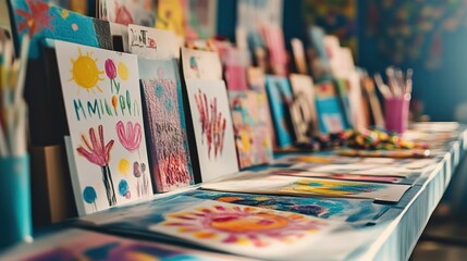 Vibrant art display for international volunteer day celebrations with copy space