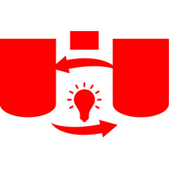 illustration of a red and white icon with a symbol